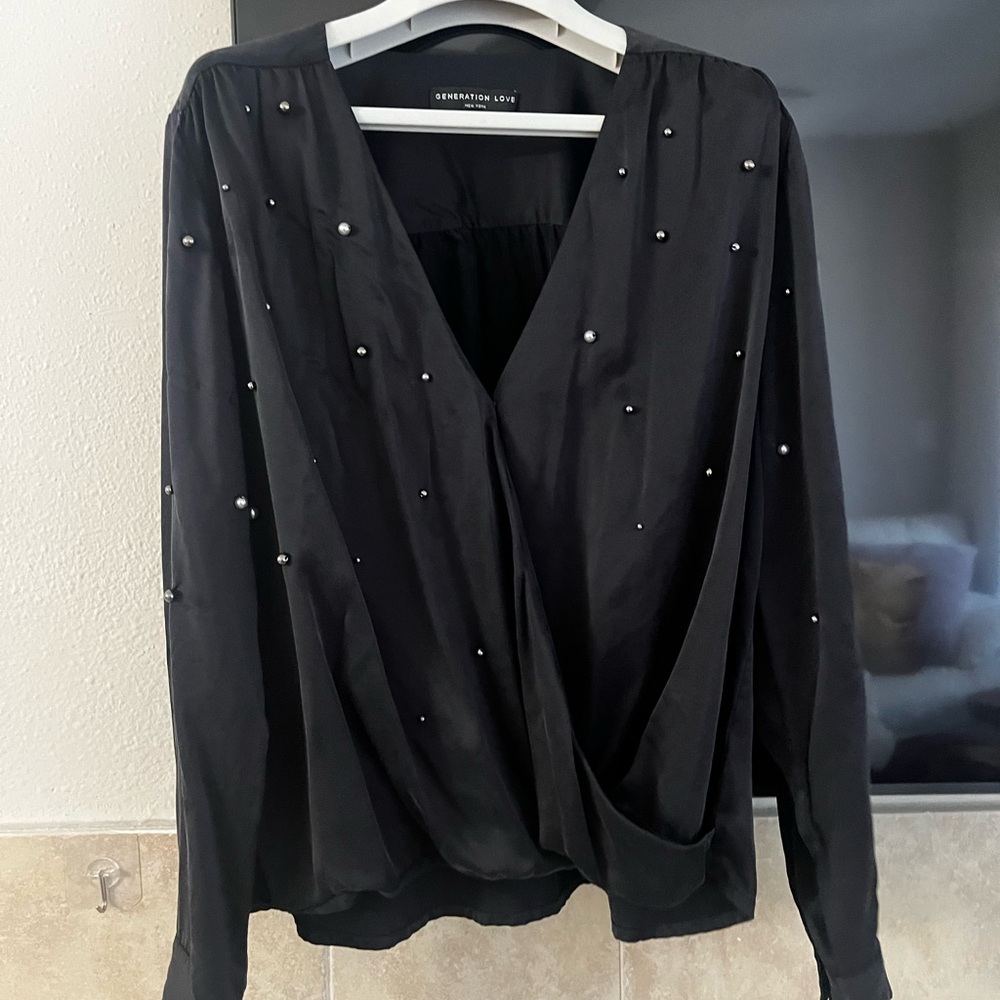 Generation Love Black Pearl-Embellished Women's Top
